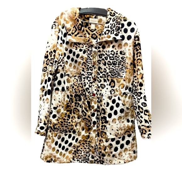 Chico's Jackets & Blazers - CHICO'S 3/4  LENGTH JACKET ANIMAL PRINT SIZE 0 DRAWSTRING WAIST  LG SLEEVE